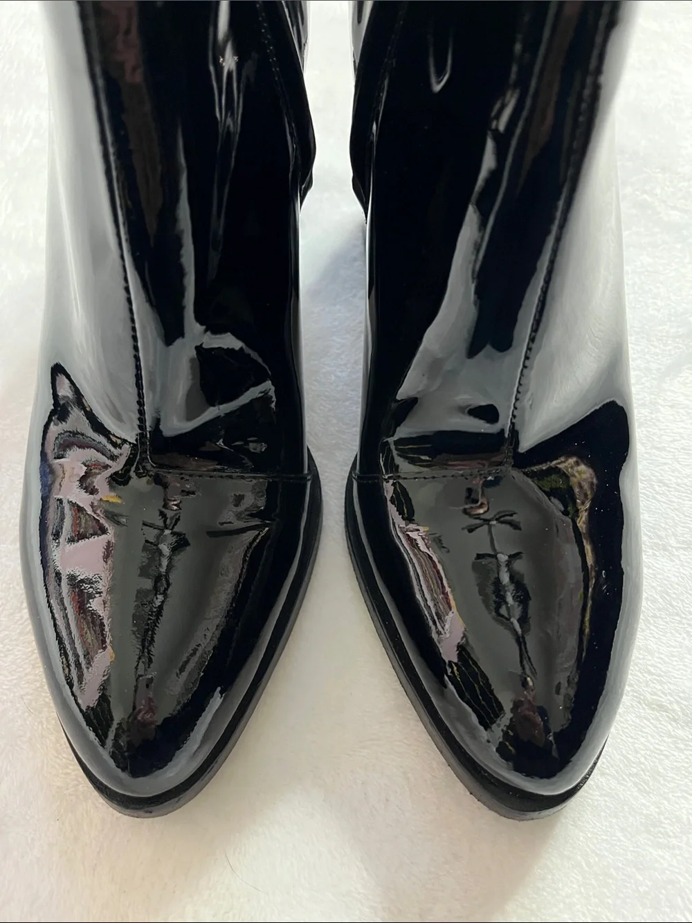 Alexander Wang 7.5 Black Patent leather Gabi Boots cut out block heel rose gold